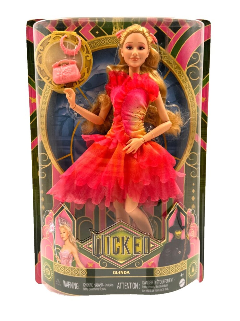 Mattel Wicked Movie Glinda Fashion Doll Ariana Pink Orange Ruffle Gown New NIB